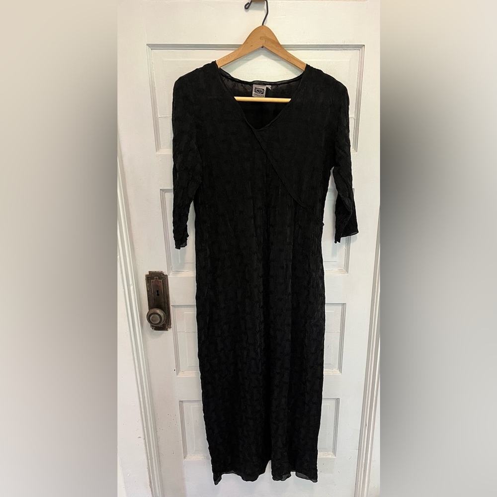 Women’s Johnny Was Black Long Maxi Dress Size Medium Black Embroidered Boho